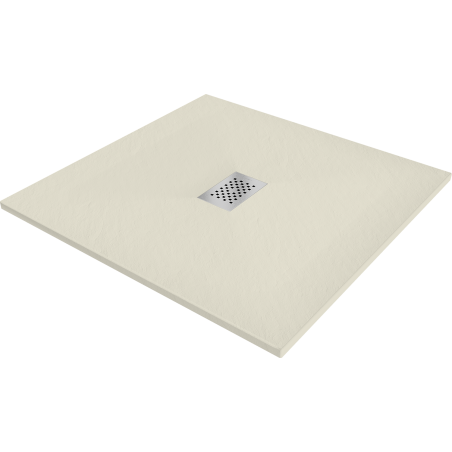 Mexen Hugo čtvercová sprchová vanička SMC 90 x 90 cm, béžová, krytka inox - 42699090-X