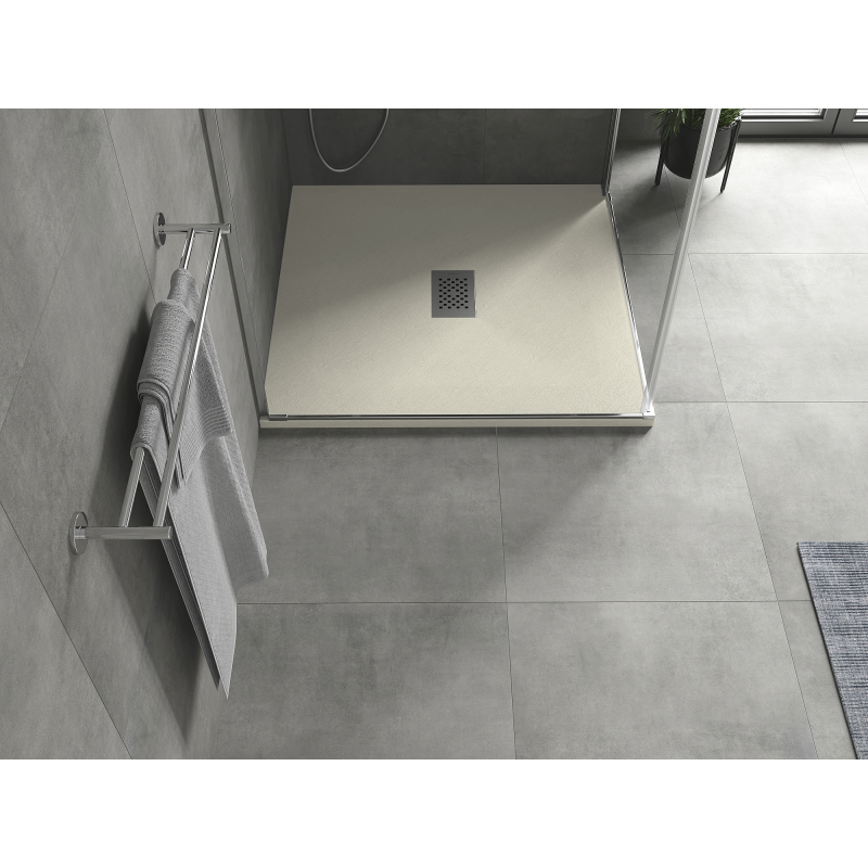 Mexen Hugo čtvercová sprchová vanička SMC 90 x 90 cm, béžová, krytka inox - 42699090-X