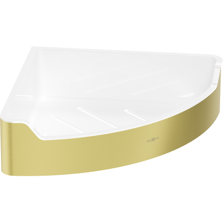 Mexen Rivon-C rohový koupelnový košík, zlatý kartáčovaný - 70A8525-55