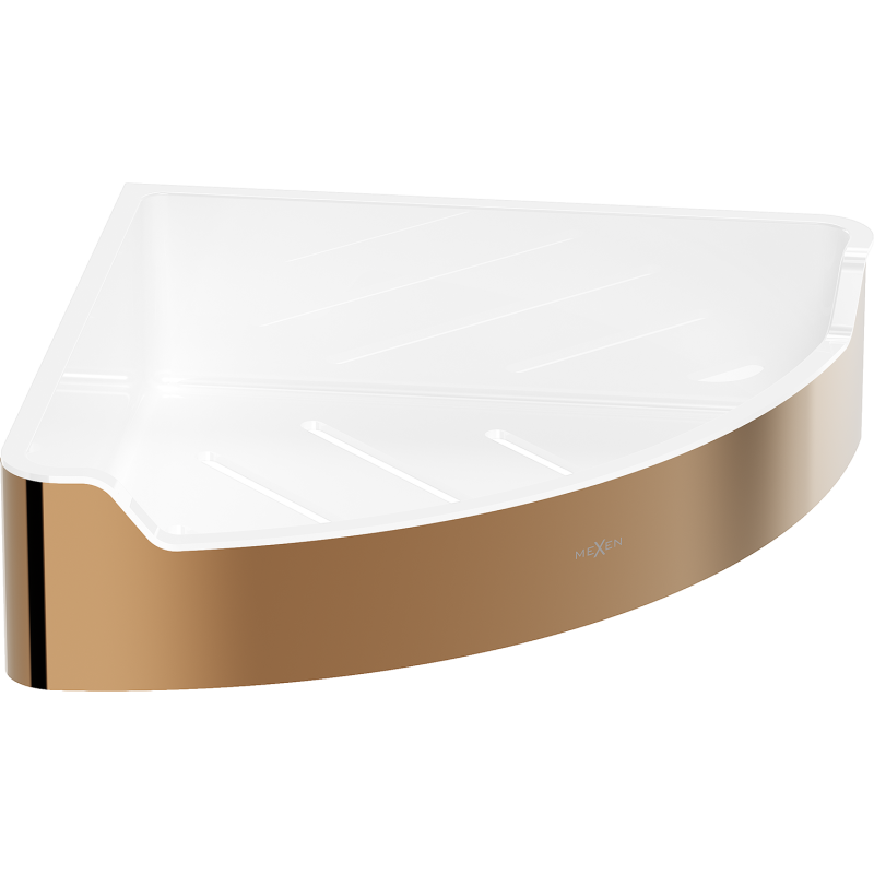 Mexen Rivon-C rohový koupelnový košík, růžové zlato - 70A8525-60