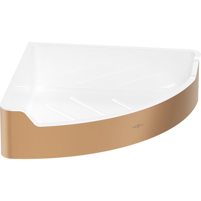 Mexen Rivon-C rohový koupelnový košík, kartáčovaná měď - 70A8525-65