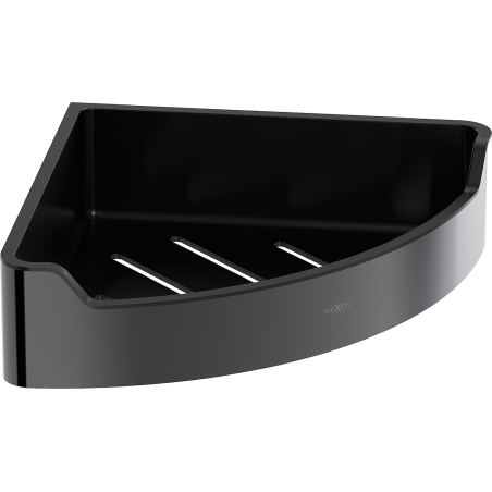 Mexen Rivon-C rohový koupelnový košík, černý chrom - 70A8525-73