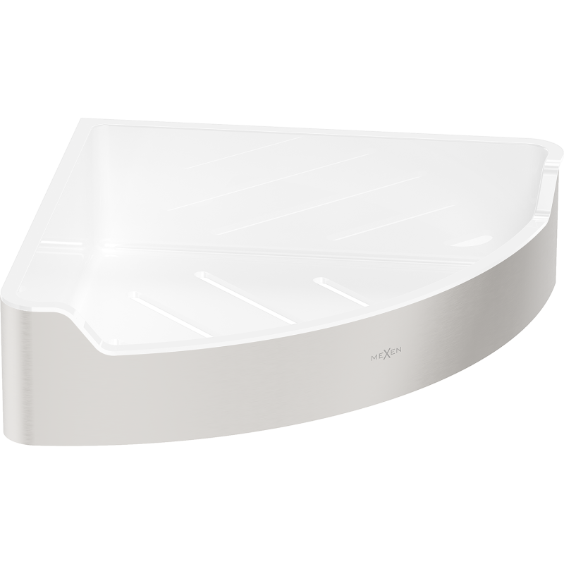 Mexen Rivon-C rohový koupelnový košík, kartáčovaný nikl - 70A8525-97