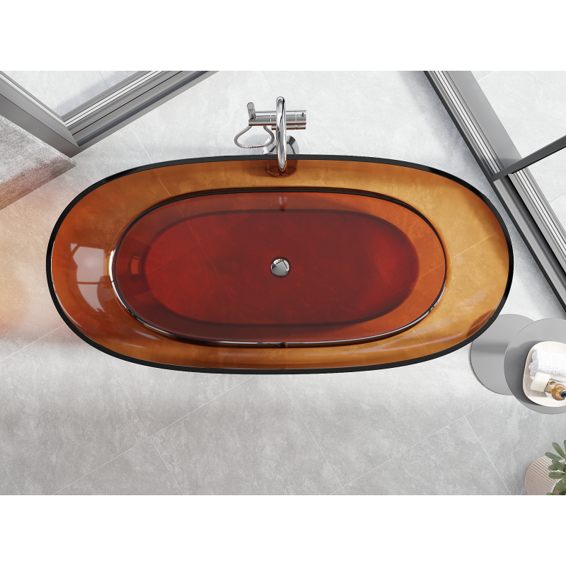 Mexen Pure earth volně stojící vana průhledná 170 x 80 cm, chromová zátka - 58071708005