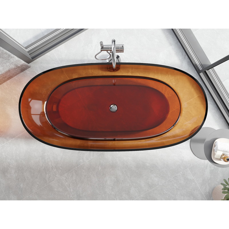 Mexen Pure volně stojící průhledná vana 170 x 80 cm, earth, chromová zátka - 58071708005
