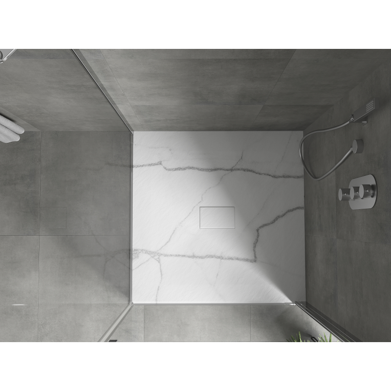 Mexen Hugo čtvercová sprchová vanička SMC 100 x 100 cm, bílý kámen - 42151010