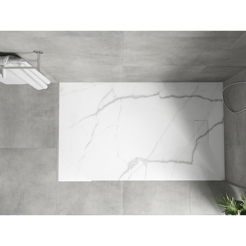 Mexen Hugo obdélníkový sprchový kout SMC 150 x 80 cm, bílý kámen - 42158015