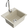 Mexen Milo jednokomorový dřez z granitu s kuchyňskou baterií Telma, béžový - 6505-69-670200-00