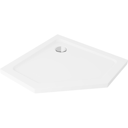Mexen Flat pentagonální slim sprchová vanička 80 x 80 cm, bílá, chromový sifon - 41P108080