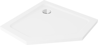 Mexen Flat pentagonální slim sprchová vanička 80 x 80 cm, bílá, chromový sifon - 41P108080