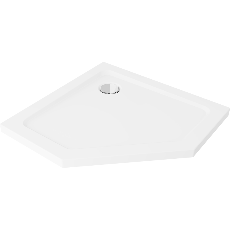 Mexen Flat slim pětiúhelníkový sprchový kout 100 x 100 cm, bílý, sifon chrom - 41P101010