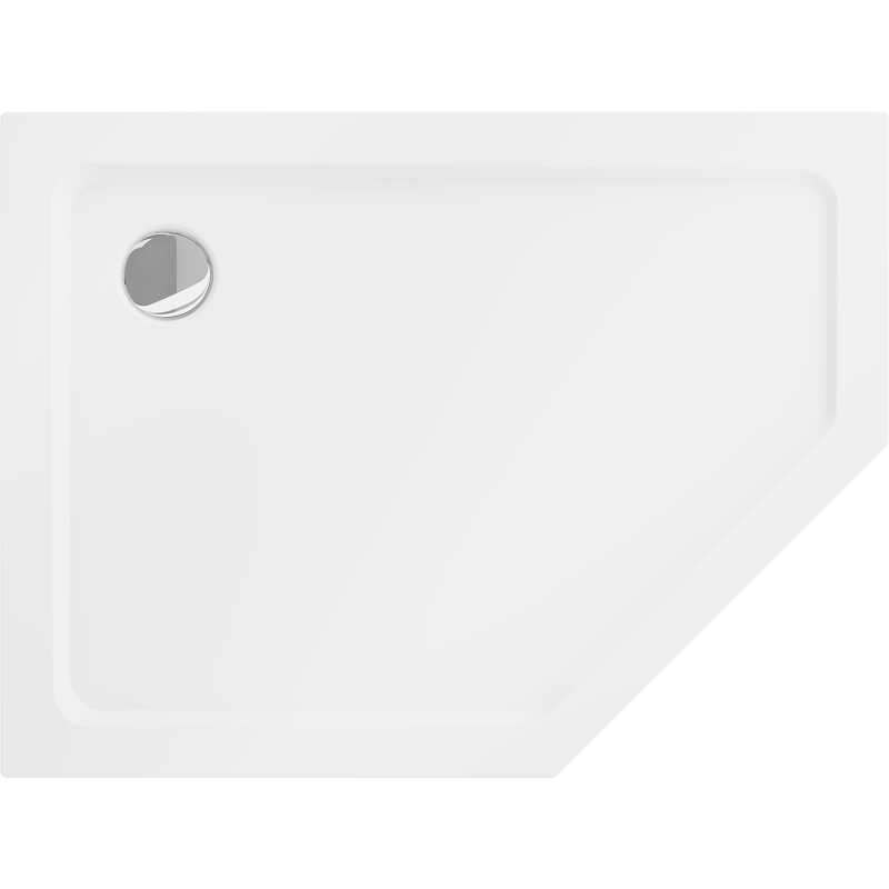 Mexen Flat slim pětiúhelníkový sprchový kout levý 100 x 80 cm, bílý, chromovaný sifon - 41P108010L