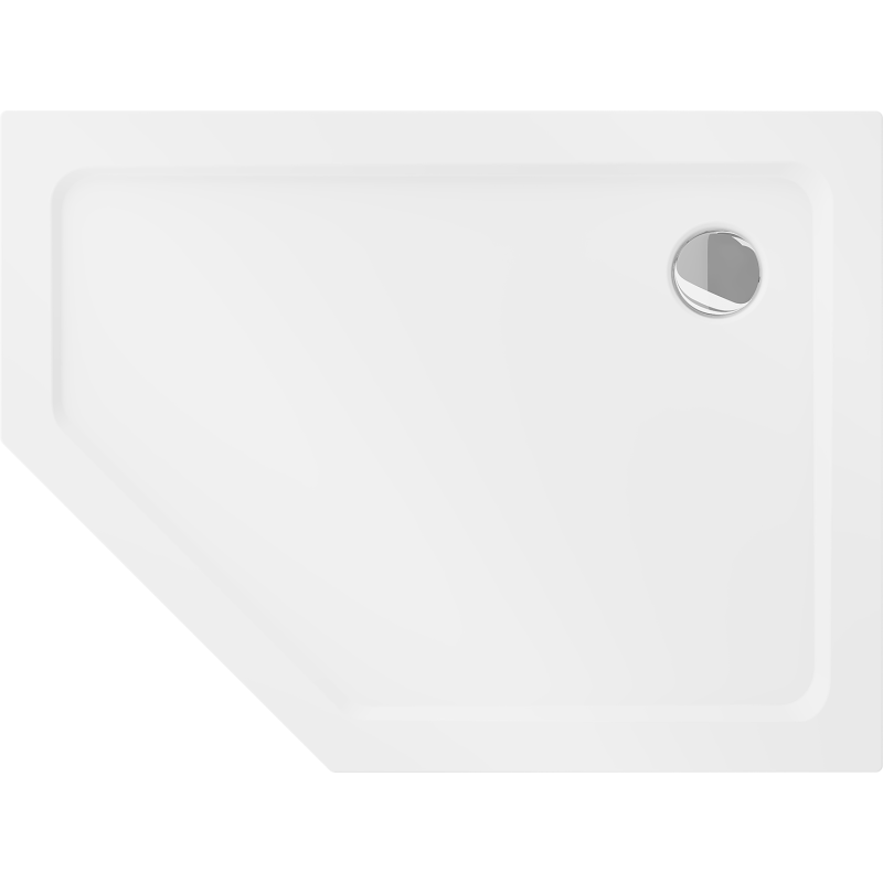 Mexen Flat Sprchová vanička pětiúhelníková slim pravá 100 x 90 cm, bílá, sifon chrom - 41P109010R
