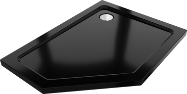 Mexen Flat sprchová vanička pětiúhelníková slim pravá 100 x 80 cm, černá, sifon chrom - 41P708010R