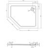 Mexen Flat sprchová vanička pětiúhelníková slim pravá 100 x 80 cm, černá, sifon chrom - 41P708010R