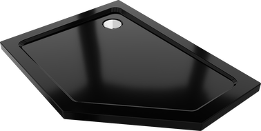 Mexen Flat slim pentagonální sprchová vanička levá 100 x 90 cm, černá, sifon chrom - 41P709010L