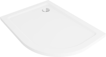Mexen Flat sprchová vanička půlkruhová slim levá 90 x 80 cm, bílá, sifon chrom - 41108090L