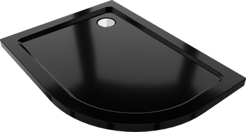 Mexen Flat půlkruhový sprchový kout slim levý 100 x 90 cm, černý, sifon chrom - 41709010L