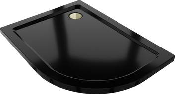 Mexen Flat sprchová vanička půlkruhová slim levý 100 x 80 cm, černá, sifon zlatý - 41708010L-G