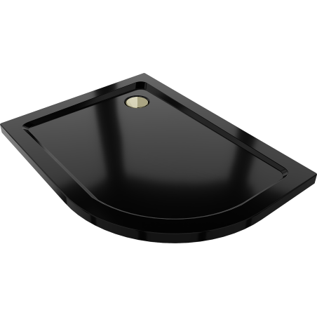 Mexen Flat brodící pánve polokruhový slim levý 120 x 80 cm, černý, sifon zlatý - 41708012L-G