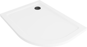 Mexen Flat sprchová vanička půlkruhová slim levá 90 x 80 cm, bílá, sifon černý - 41108090L-B