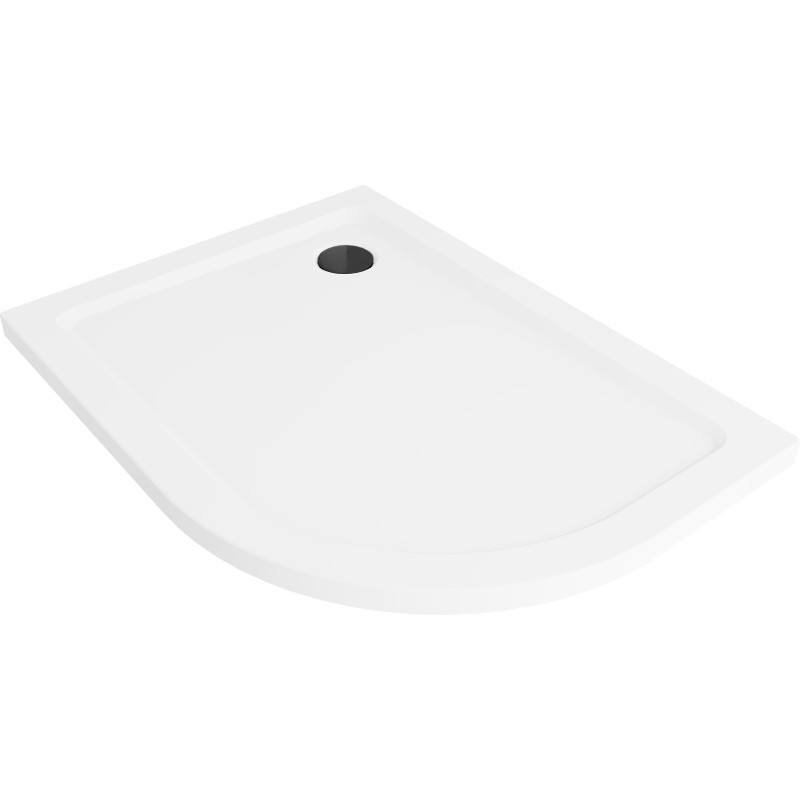 Mexen Flat sprchová vanička půlkruhová slim levá 120 x 80 cm, bílá, černý sifon - 41108012L-B