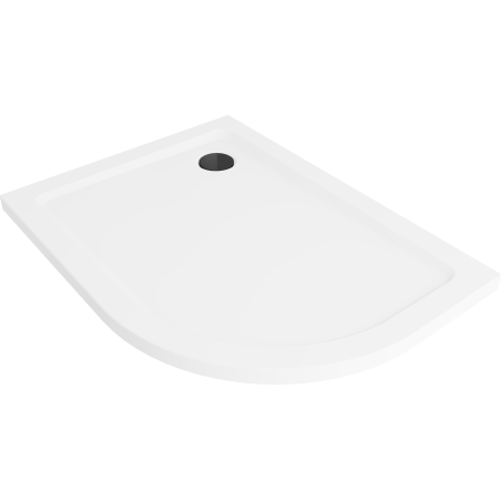 Mexen Flat sprchová vanička půlkruhová slim levá 120 x 80 cm, bílá, černý sifon - 41108012L-B