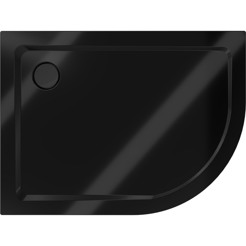 Mexen Flat slim levý půlkruhový sprchový kout 120 x 80 cm, černý, černý sifon - 41708012L-B