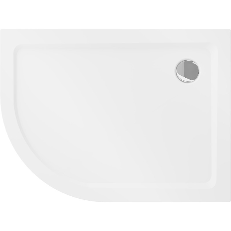 Mexen Flat sprchová vanička půlkruhová slim pravá 90 x 80 cm, bílá, sifon chrom - 41108090P