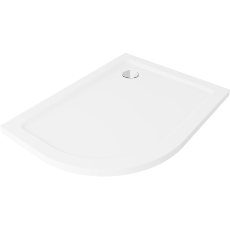 Mexen Flat polokruhový sprchový kout slim pravý 100 x 80 cm, bílý, sifon chrom - 41108010P