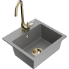 Mexen Milo granitový dřez 1-komorový s kuchyňskou baterií Telma, šedý - 6505-71-670200-50