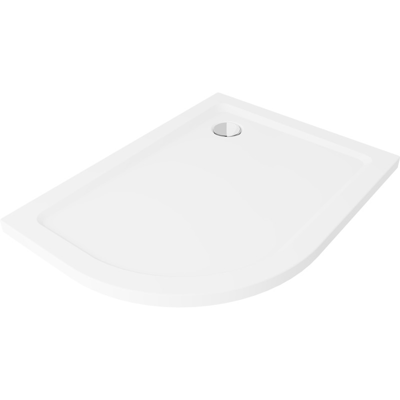 Mexen Flat sprchová vanička půlkruhová slim pravá 120 x 90 cm, bílá, sifon chrom - 41109012P