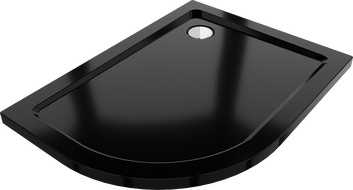 Mexen Flat sprchová vanička půlkruhová slim pravá 90 x 80 cm, černá, sifon chrom - 41708090P