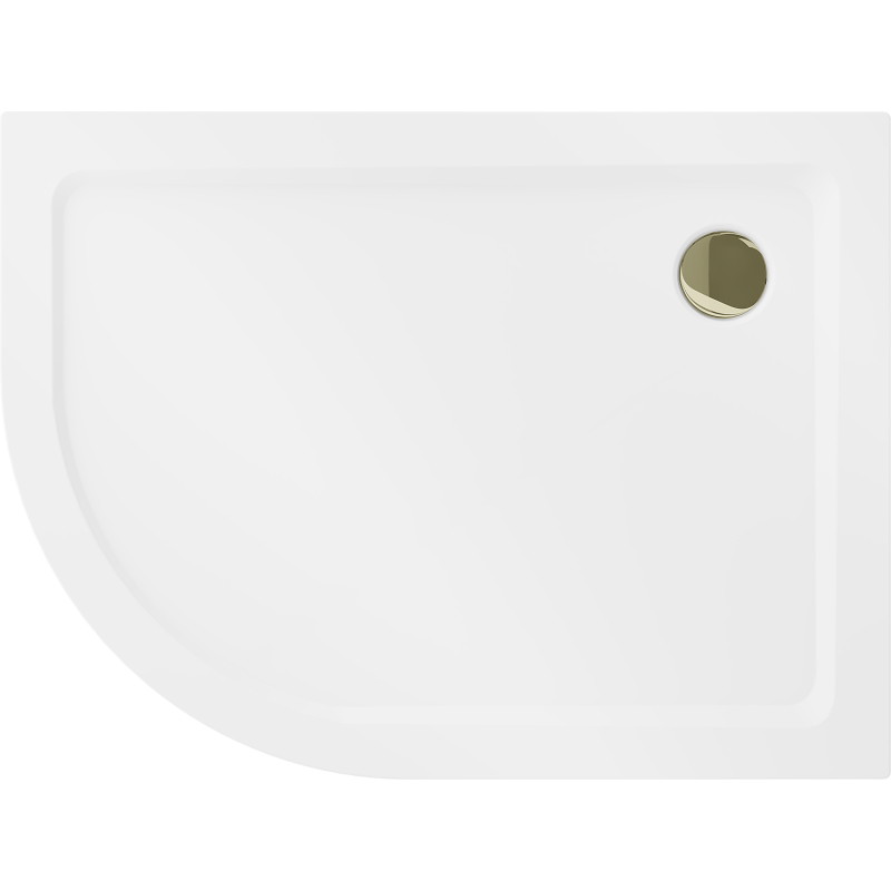 Mexen Flat sprchová vanička půlkruhová slim pravá 100 x 90 cm, bílá, zlatý sifon - 41109010P-G