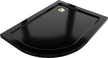 Mexen Flat sprchová vanička polokruhová slim pravá 100 x 80 cm, černá, sifon zlatý - 41708010P-G