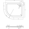 Mexen Flat slim půlkruhová sprchová vanička pravá 100 x 80 cm, černá, černý sifon - 41708010P-B