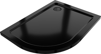 Mexen Flat půlkruhový sprchový kout slim pravý 120 x 80 cm, černý, sifon černý - 41708012P-B