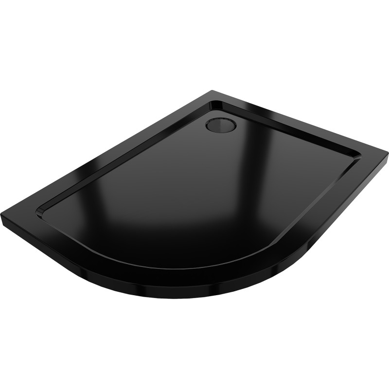 Mexen Flat půlkruhový sprchový kout slim pravý 100 x 90 cm, černý, černý sifon - 41709010P-B