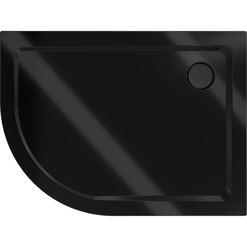Mexen Flat půlkruhový sprchový kout slim pravý 100 x 90 cm, černý, černý sifon - 41709010P-B