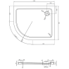 Mexen Flat půlkruhový sprchový kout slim pravý 100 x 90 cm, černý, černý sifon - 41709010P-B