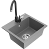 Mexen Milo granitový jednodřez s kuchyňskou baterií Telma, šedý - 6505-71-670200-70