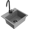 Mexen Milo granitový dřez 1-komorový s kuchyňskou baterií Telma, šedý - 6505-71-670200-70-B