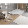 Mexen Flat sprchová vanička půlkruhová slim pravá 100 x 80 cm, bílá, sifon černý - 41108010P-B