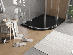 Mexen Flat sprchová vanička půlkruhová slim pravá 100 x 80 cm, černá, sifon chrom - 41708010P