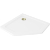 Mexen Flat sprchová vanička pětiúhelníková slim 80 x 80 cm, bílá, sifon zlatý - 41P108080-G