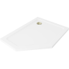 Mexen Flat čtvercová sprchová vanička slim pravá 90 x 80 cm, bílá, sifon zlatý - 41P108090R-G
