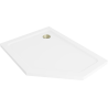Mexen Flat pětiúhelníkový slim sprchový kout levý 100 x 80 cm, bílý, zlatý sifon - 41P108010L-G