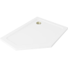 Mexen Flat pětiúhelníková slim sprchová vanička pravá 100 x 80 cm, bílá, sifon zlatý - 41P108010R-G