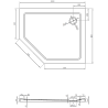 Mexen Flat pětiúhelníková slim sprchová vanička pravá 100 x 80 cm, bílá, sifon zlatý - 41P108010R-G