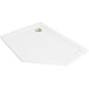 Mexen Flat pentagonální sprchová vanička slim levá 100 x 90 cm, bílá, zlatý sifon - 41P109010L-G